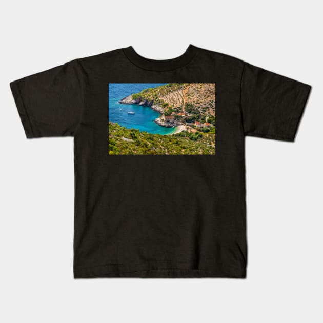 Dubovica bay, island Hvar Kids T-Shirt by ivancoric